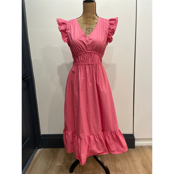 Ralph Lauren Dresses & Skirts - Ralph Lauren CHAPS Pink Milkmaid Tiered Midi Dress M Coquette Summer Preppy